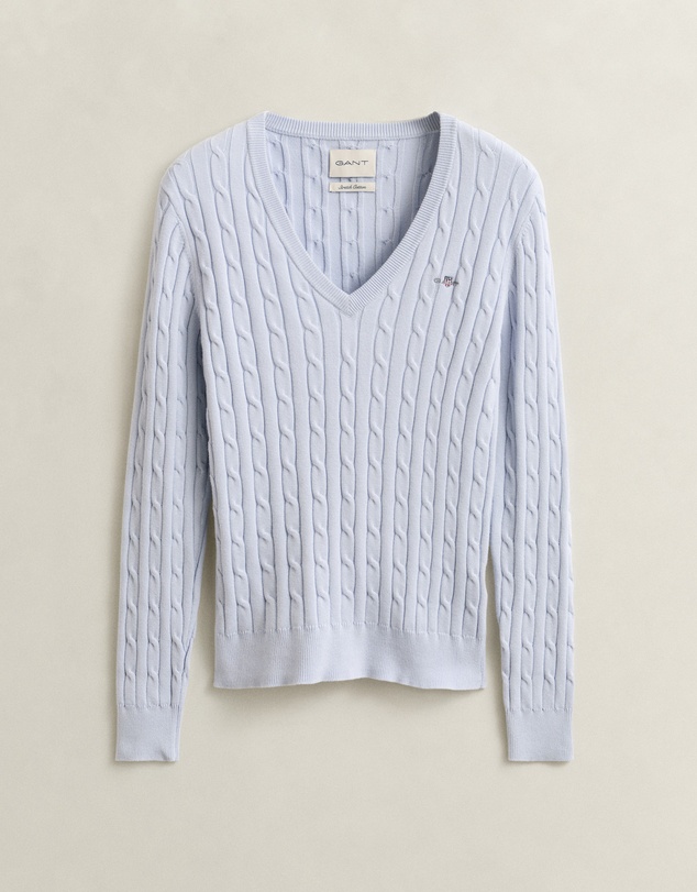 Gant - Stretch Cotton Cable V-Neck Knit