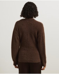 Atmos&Here - Cara Asymmetric Buttoned Knit Cardigan