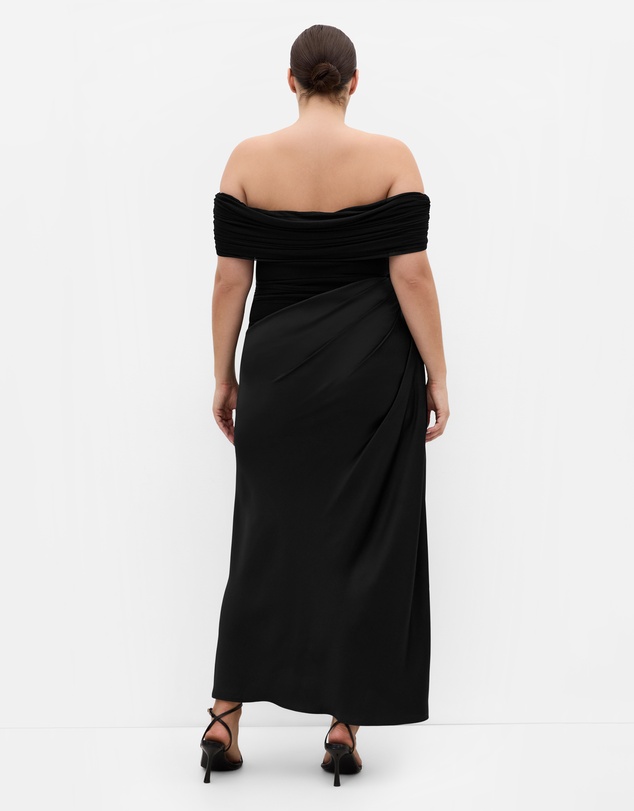 City Chic - Plus size Tati Off Shoulder Maxi Dress - black