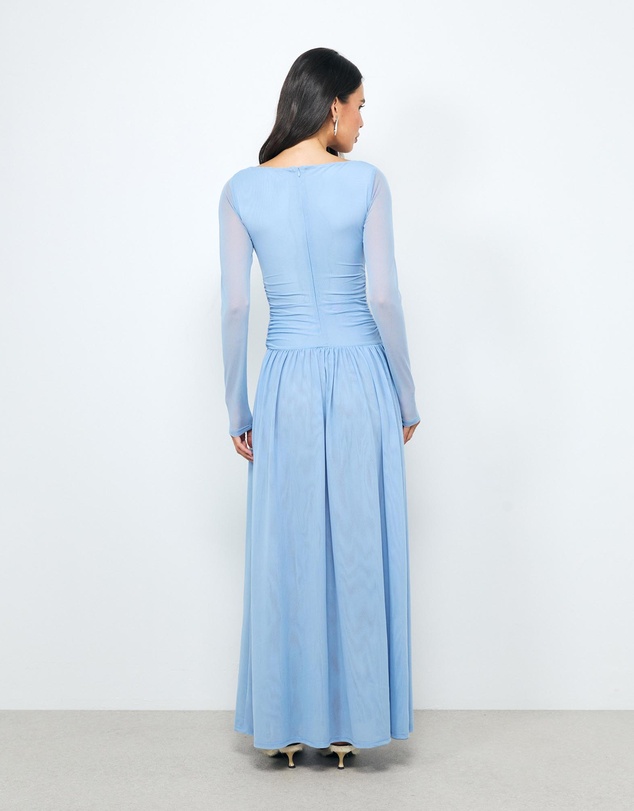 AERE - Lula Boat Neck Mesh Maxi Dress