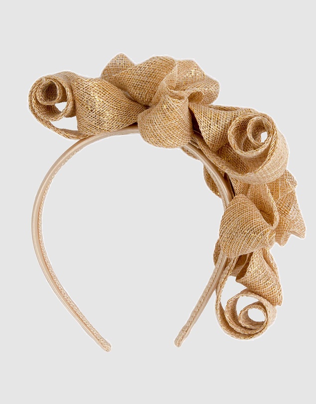 Max Alexander - Sinamay Curls Gold Fascinator