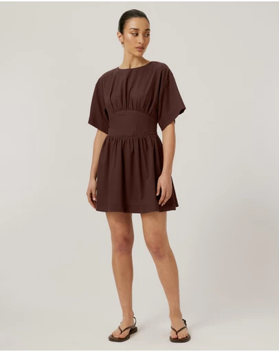 Calli - Glehn Linen Blend Mini Dress