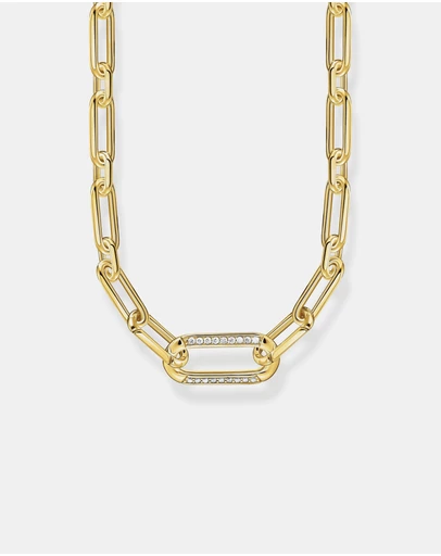 THOMAS SABO - Golden Link Necklace with Anchor Element and Zirconia