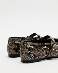 Atmos&Here - Riley Snakeskin Leather Ballet Flats