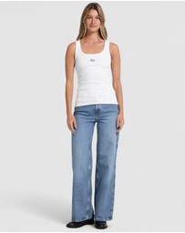 GUESS Jeans - GUESS JEANS Slim Rib Embroidered Tank Top