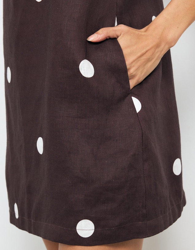 AERE - Tia Polka Dot Linen Shift Mini Dress