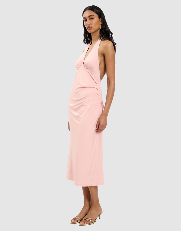 With Harper Lu - Pleated Backless Halter Dress