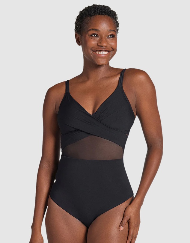 Leonisa - Recycled Nylon Shaping One-Piece Swimsuit with Mesh