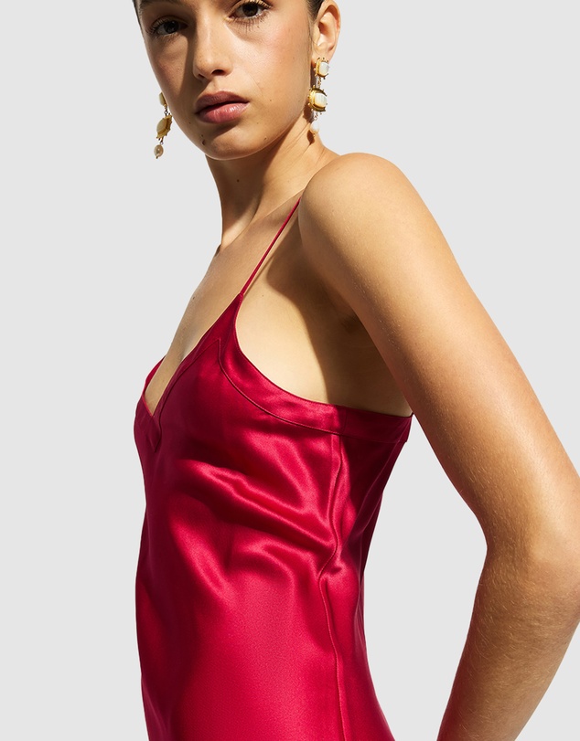 GINIA - Silk Long Nite V Neck