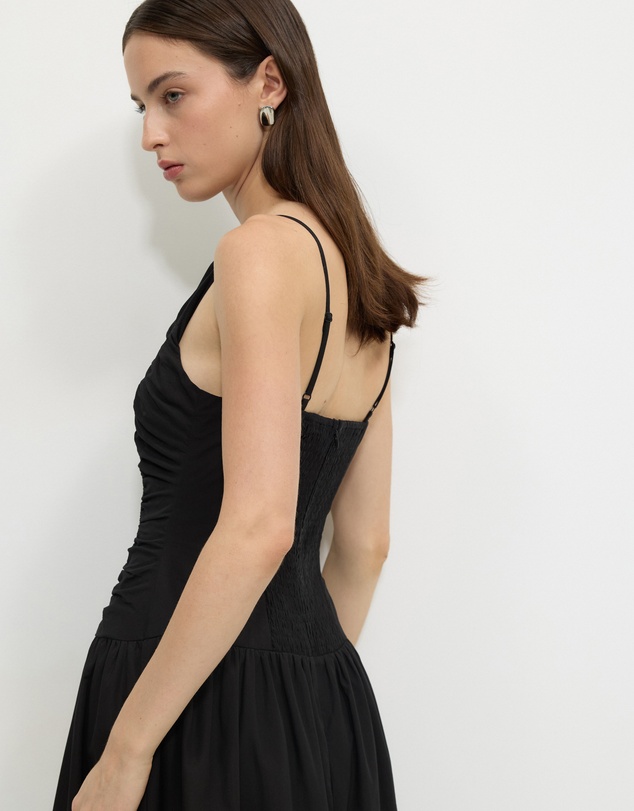 Calli - Drop Waist Gathered Maxi Dress