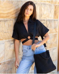 Chuchka - Woven Neoprene Shoulder Tote - Black