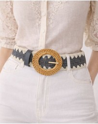 Miz Casa and Co - Black and Cream Rattan Woven Belt