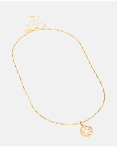 Lovisa - Waterproof Gold Plated Stainless Steel Circle Gemini Zodiac Sign Necklace