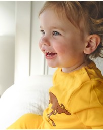 B Free Intimate Apparel - Baby Snap Button Sleepsuit with Booties - 100% Organic Cotton - Yellow Kangaroo