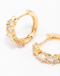 Lovisa - Gold Plated Cubic Zirconia Oval Cluster Hoop Earrings