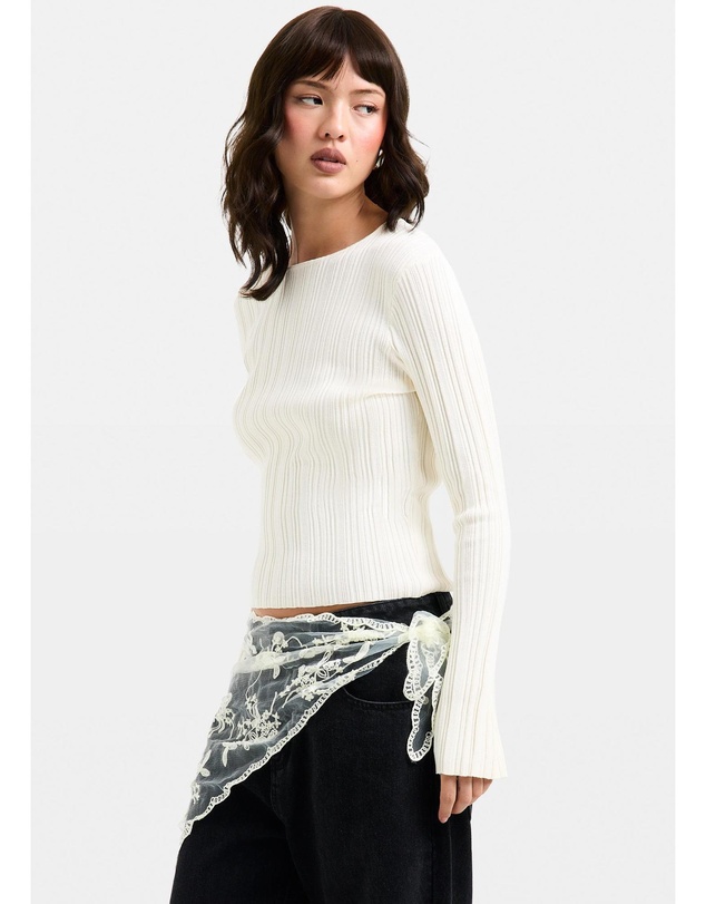Subtitled - Holland Boat Neck Long Sleeve Knit Top