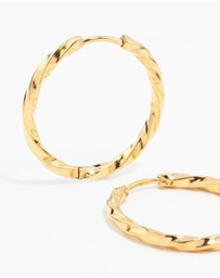 Lovisa - Waterproof Gold Plated Stainless Steel Twisted Hoop Earrings