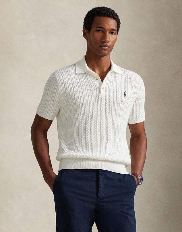 Polo Ralph Lauren - Cable-Knit Cotton Polo-Collar Sweater