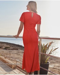 Sosandar - Chevron Lace Fit & Flare Dress
