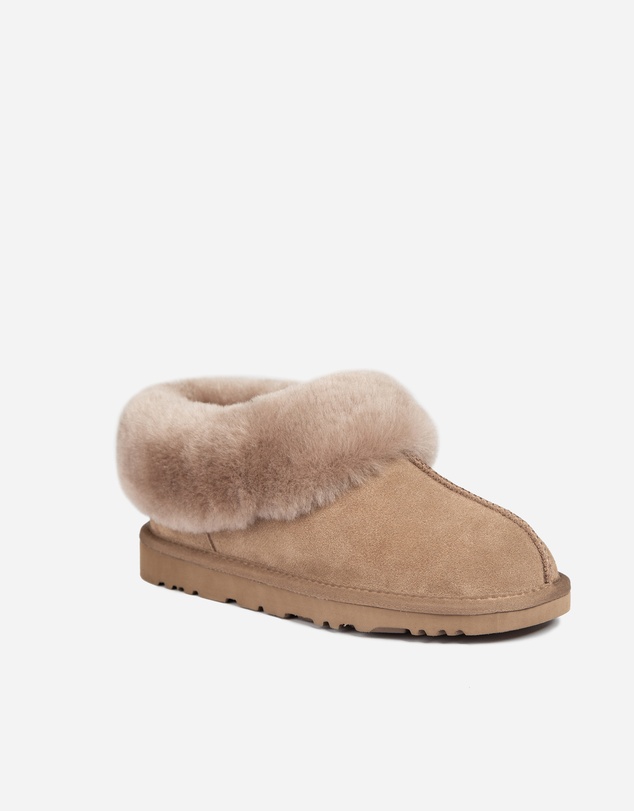 Ozwear Connection Uggs - Ugg Slippers Collar Unisex Premium Sheepskin Slippers Suede