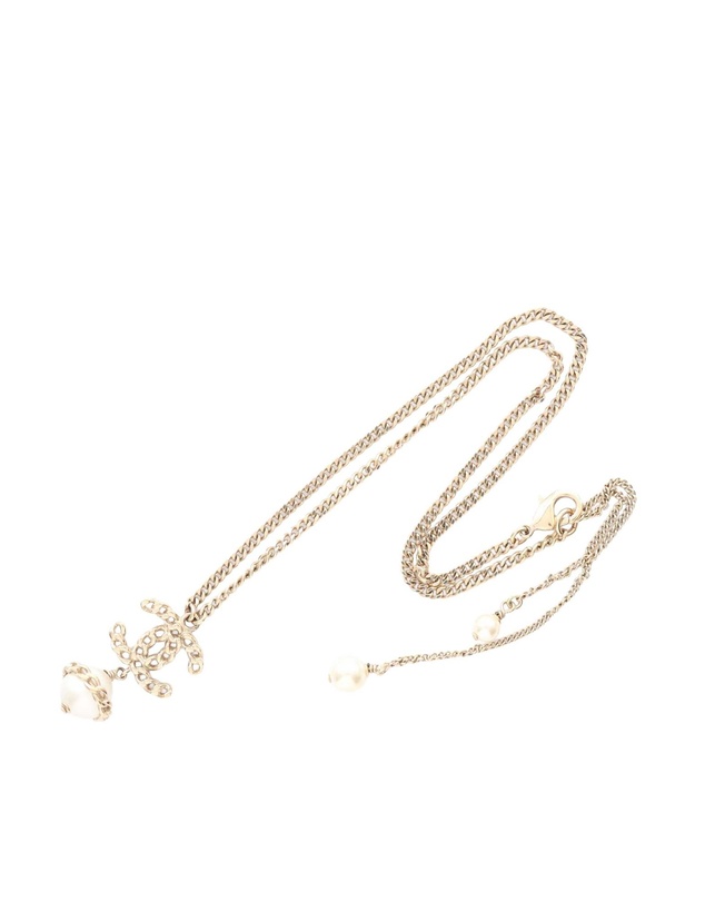 Pre-Loved by Azura Reborn - Pre-Loved Gold Plated Faux Pearl CC Pendant Necklace