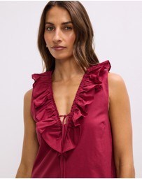 The Fated - Alexis Tie Front Ruffle Mini Dress