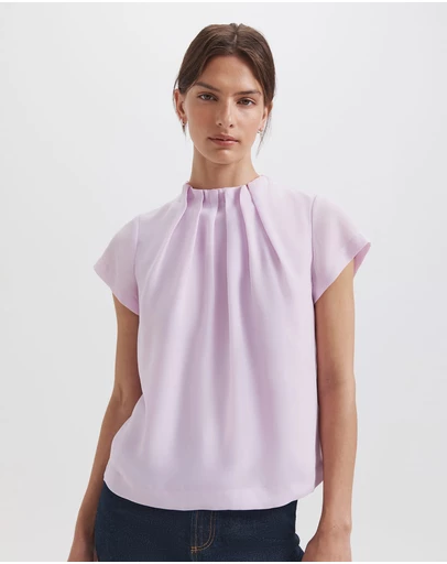 SABA - Willa High Neck Short Sleeve Top