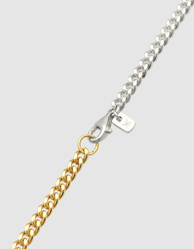Kuzzoi - ICONIC EXCLUSIVE - Necklace Male Curb Chain 925 Sterling Silver Bicolor