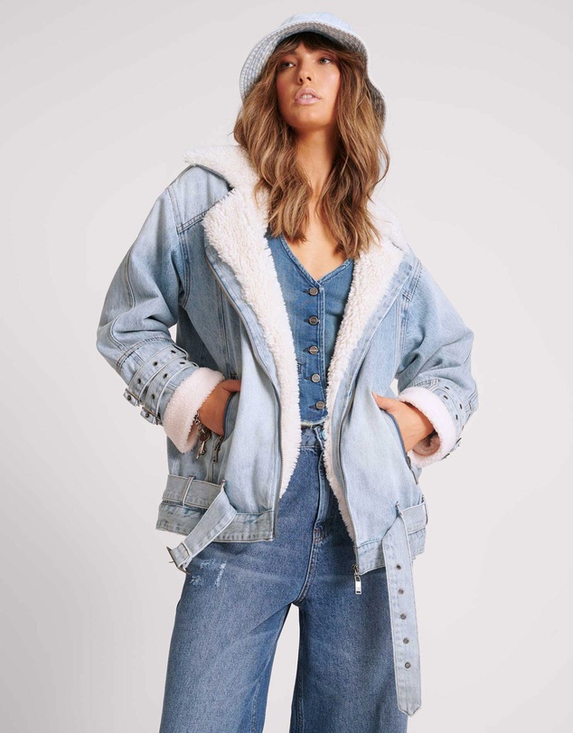 ONE TEASPOON - Aviator Denim Jacket - Salty Dog Blue