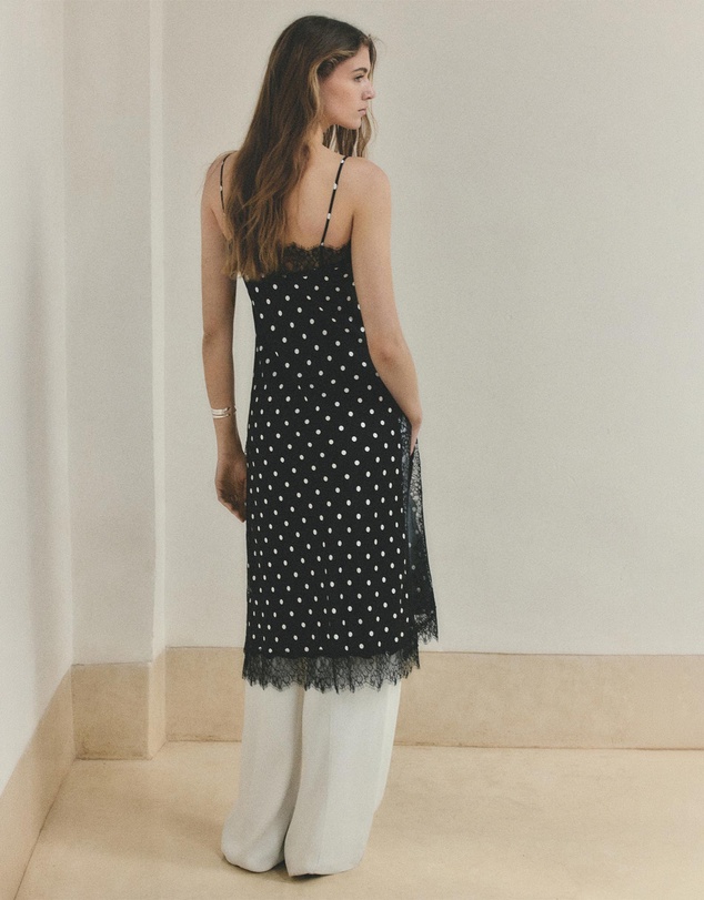 M.N.G - Long Lace Polka Dot Top