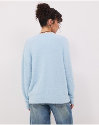 Calli - Rae V-Neck Fluffy Knit Oversized Jumper