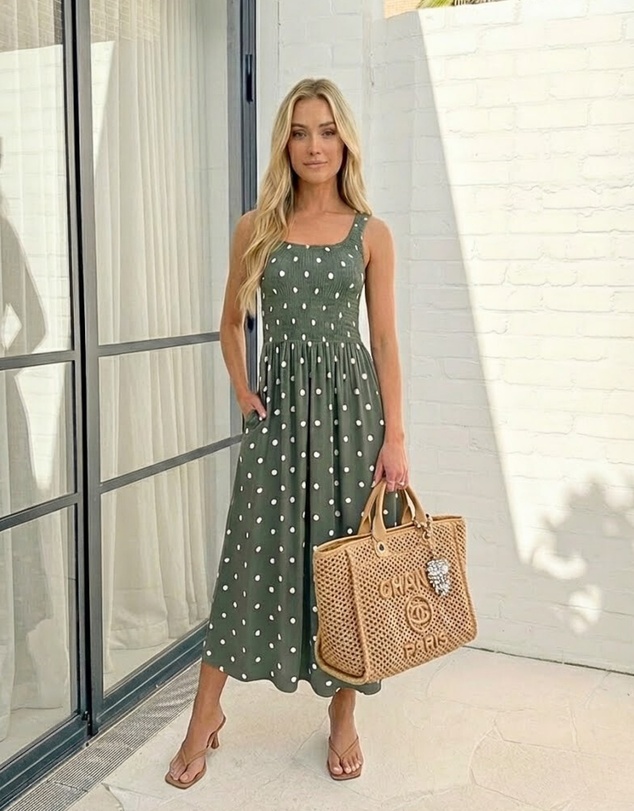Esther & Co - Torrance Dress - Green Spot