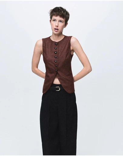 M.N.G - Wool-Blend Gilet With Buttons