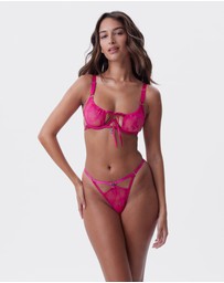 Bras N Things - Night Games Cherry Delight Underwire & String Set - Dark Pink