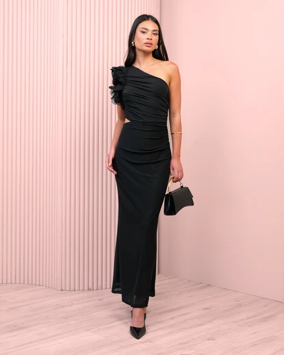Azzurielle - Moore One Shoulder Frill Dress
