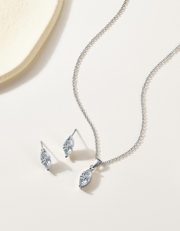 Mestige - Luna Marquise Set - Silver Plated