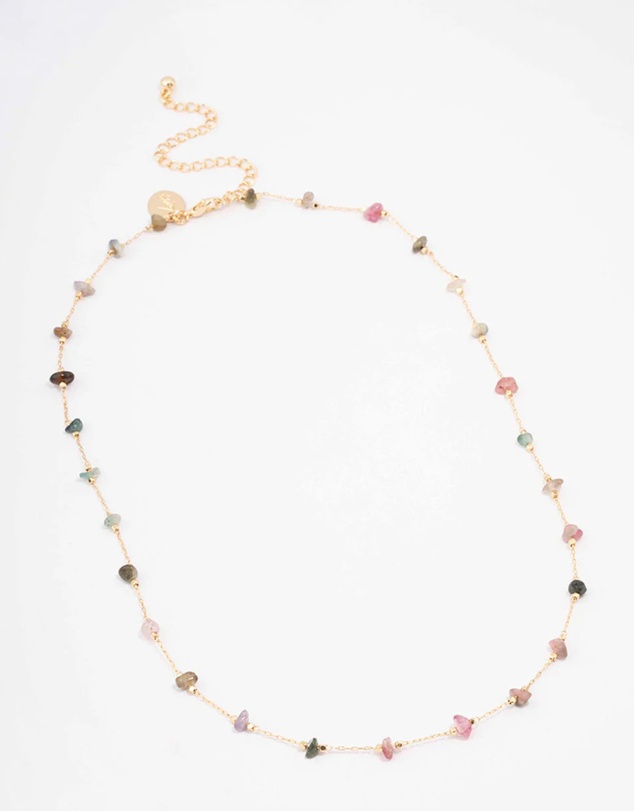 Lovisa - Gold Plated Semi Precious Station Necklace