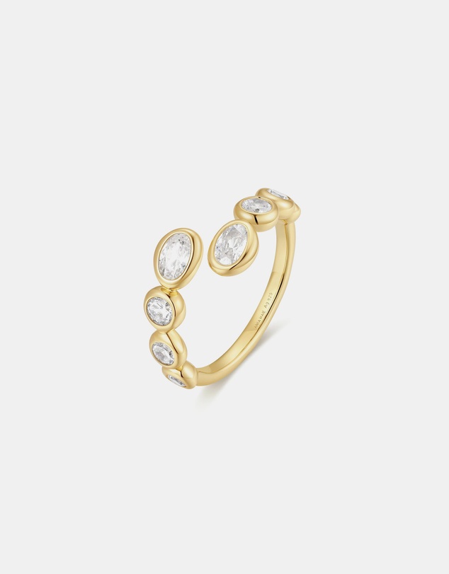 Ania Haie - Gold Organic Pebble Spiral Bezel Adjustable Ring