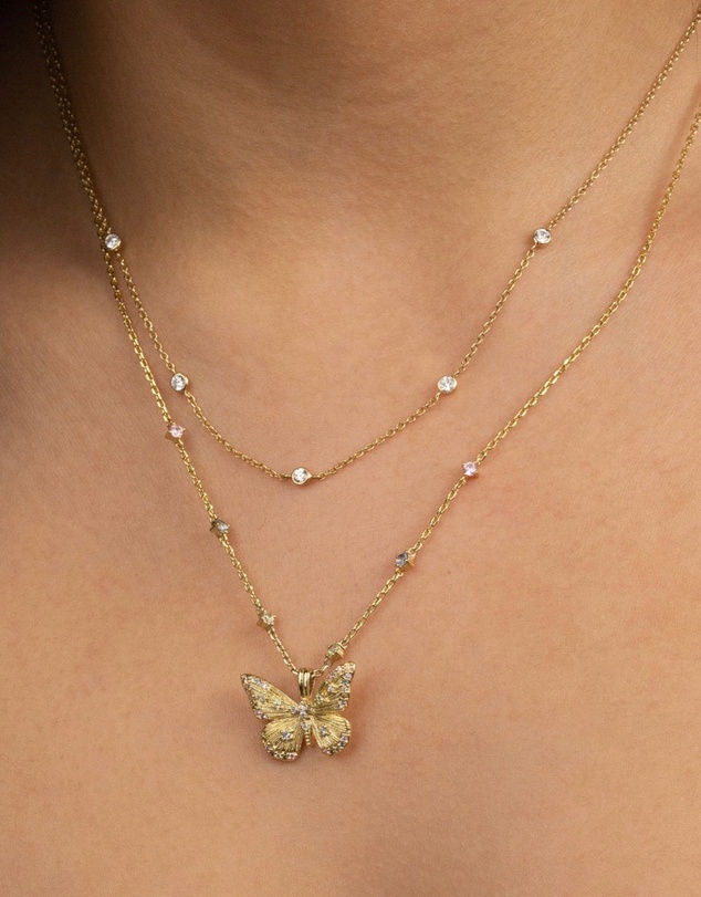 Wanderlust + Co - Butterfly Rainbow & Gold Necklace