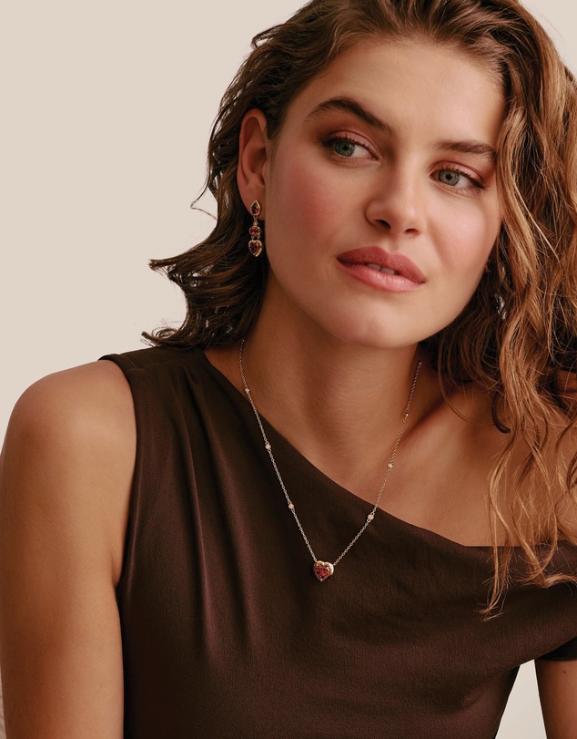 THOMAS SABO - THOMAS SABO Drop Earrings with Red Heart Stones Gold