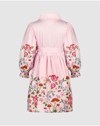 Fleur Harris - 'Toadstool Border' Serene Shirt Dress in Peach