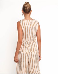 Petal & Pup - Marmo Tie Vest Top - Tan Stripe