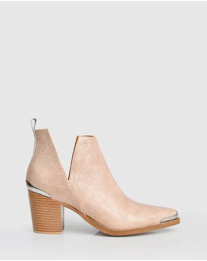 Belle & Bloom - Austin Croc Embossed Ankle Boot