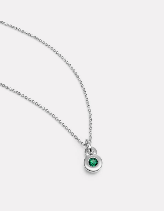 Najo - May Silver & Emerald Birthstone Necklace