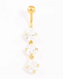 Lovisa - Gold Plated Titanium Cubic Zirconia Drop Belly Ring