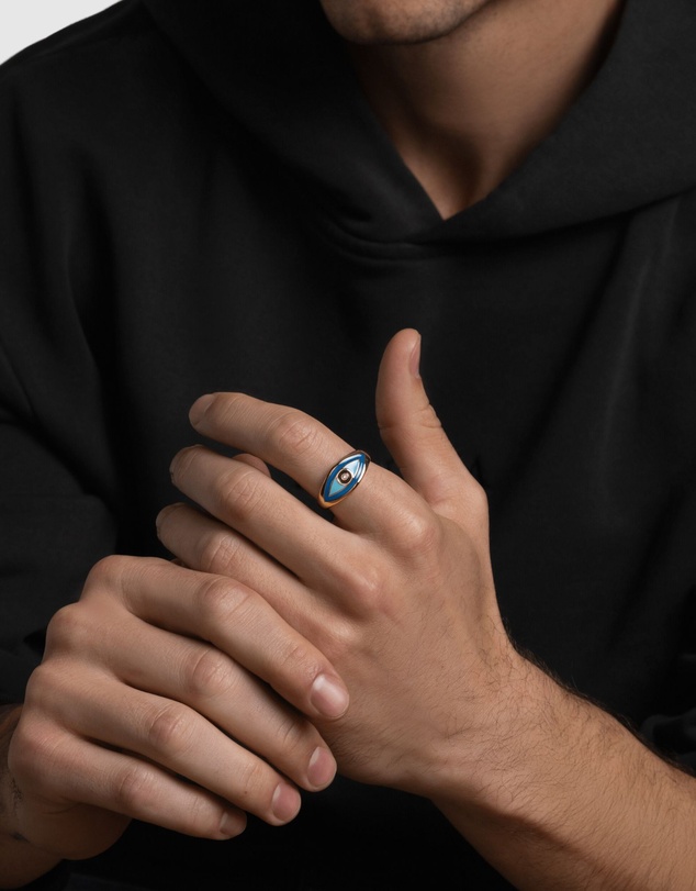 Nialaya Jewellery - Men's Evil Eye Ring