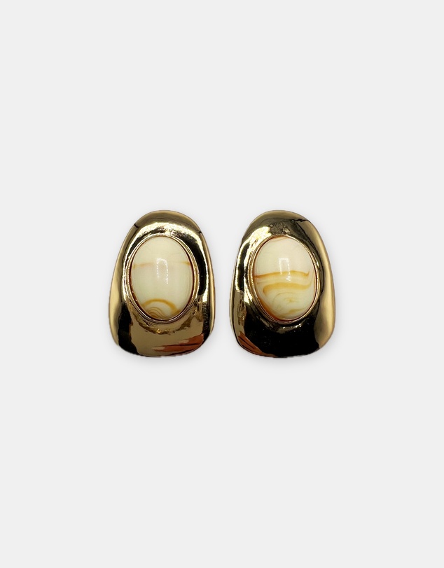 Izoa - Isadora Statement Stud Earrings Cream