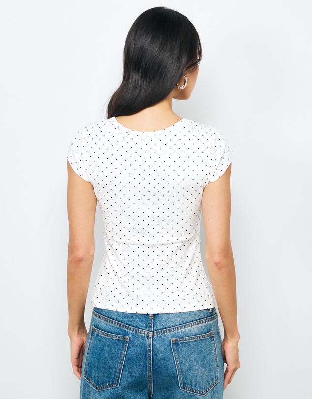 AERE - Cap Sleeve Polka Dot