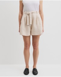 Country Road - Organically Grown Linen Tuck Front Short