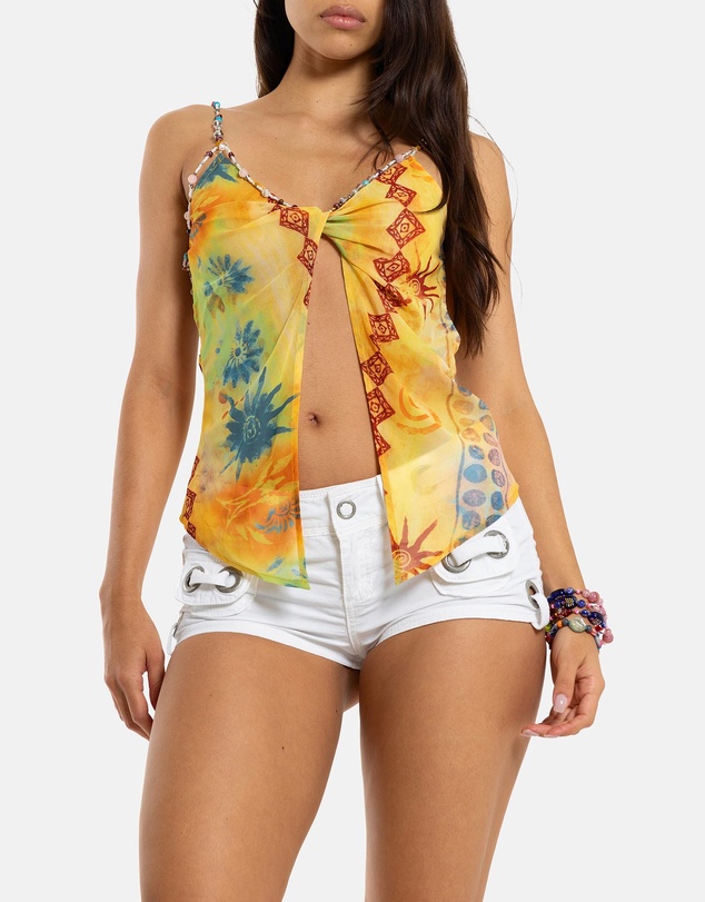 Jaded London - Multi Colour Button Trim Top